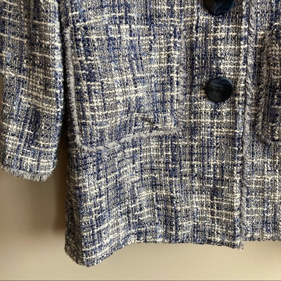 NWT Sara Campbell Blue Button Down Tweed Shirt Jacket XS - Picture 5 of 9